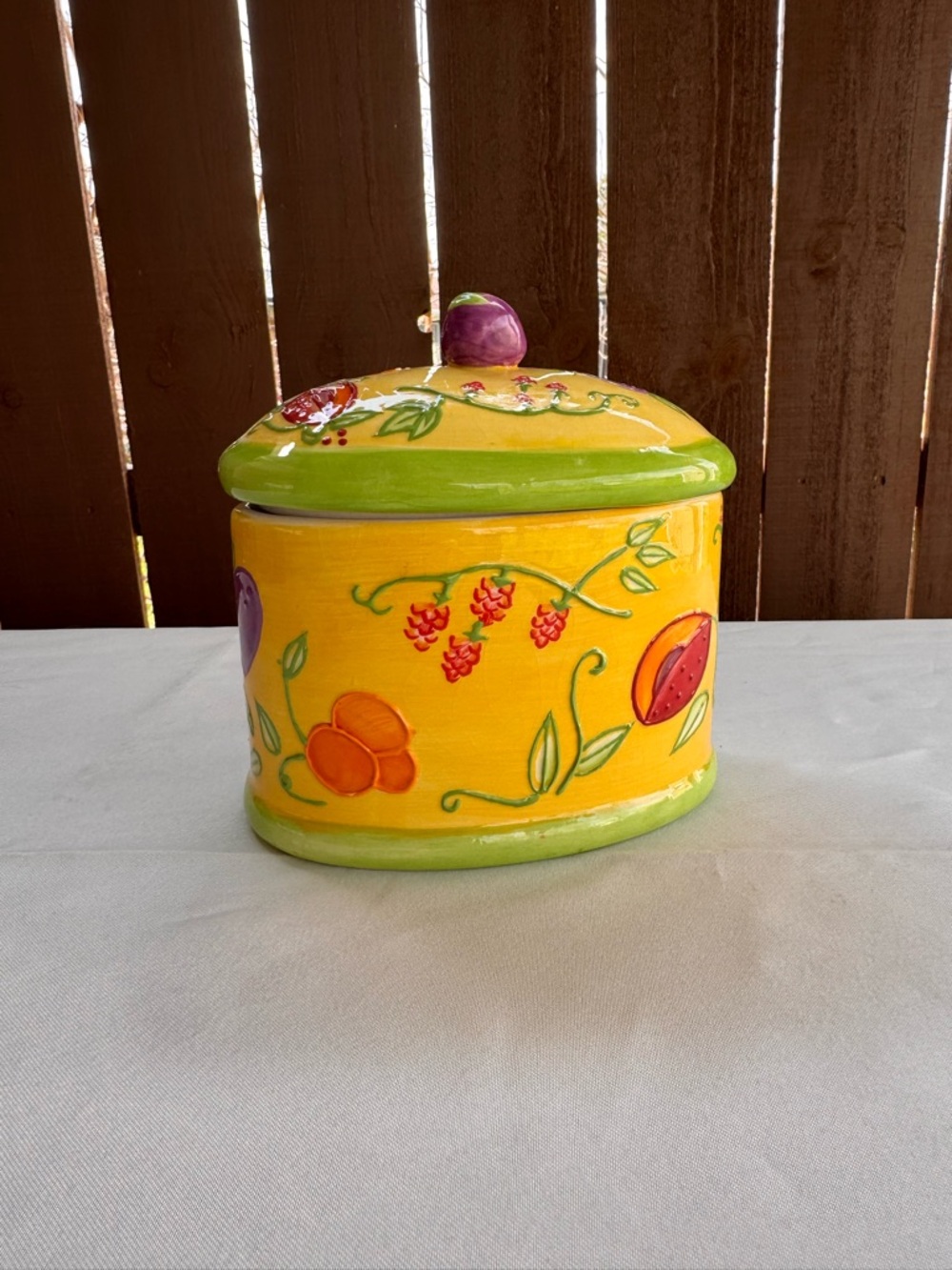 Ceramic Fruit Pattern Canister - Yellow and Green